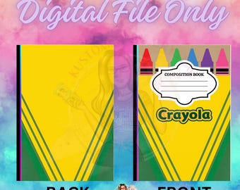 Crayon Composition Notebook Cover Digital file | Crayola Cover PNG