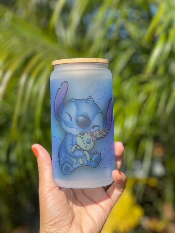 Stitch Inspired Glass Can | beer can| Coffee Glass Can | Beer Glass Can