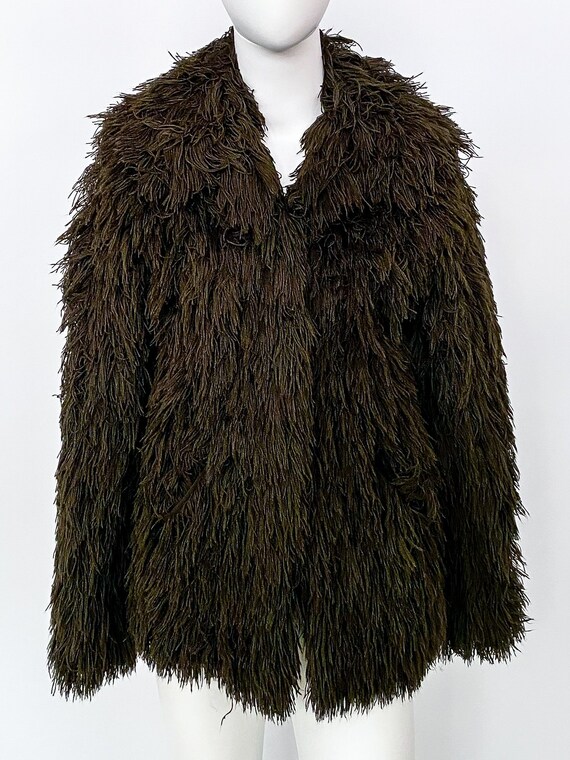 Vintage 1970s Brown Shag Yarn Jacket