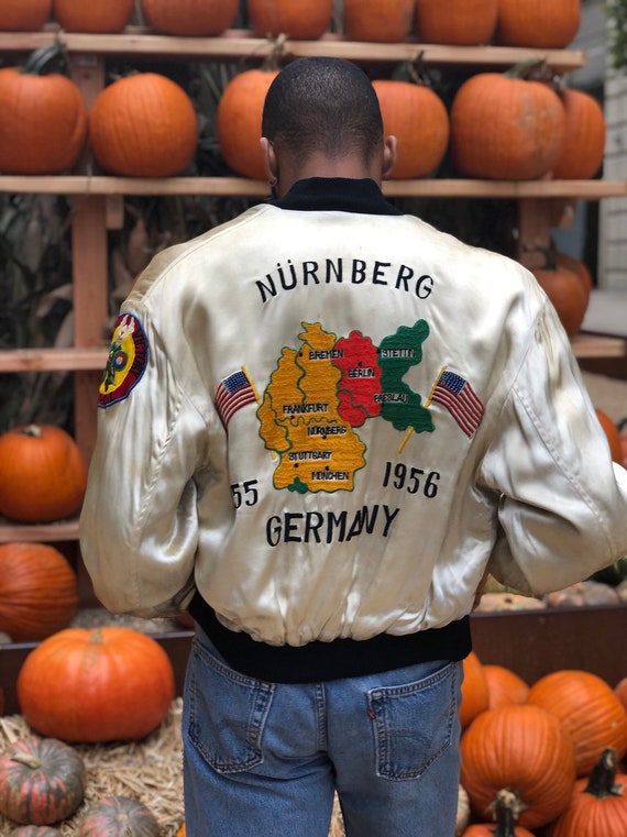 Vintage White Silk Germany Souvenir Jacket