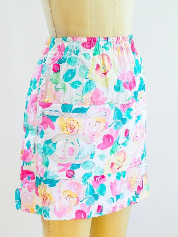 Chanel Quilted Floral Mini Skirt