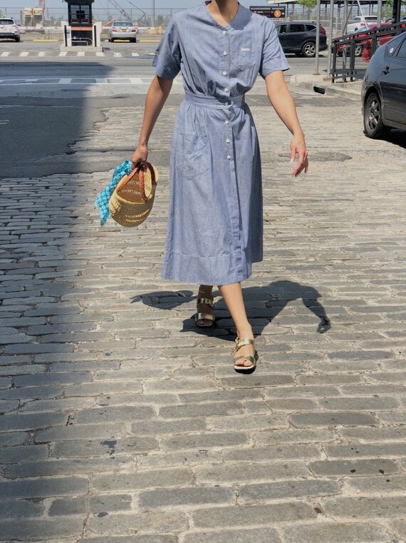 1950s Chambray Uniform Dress