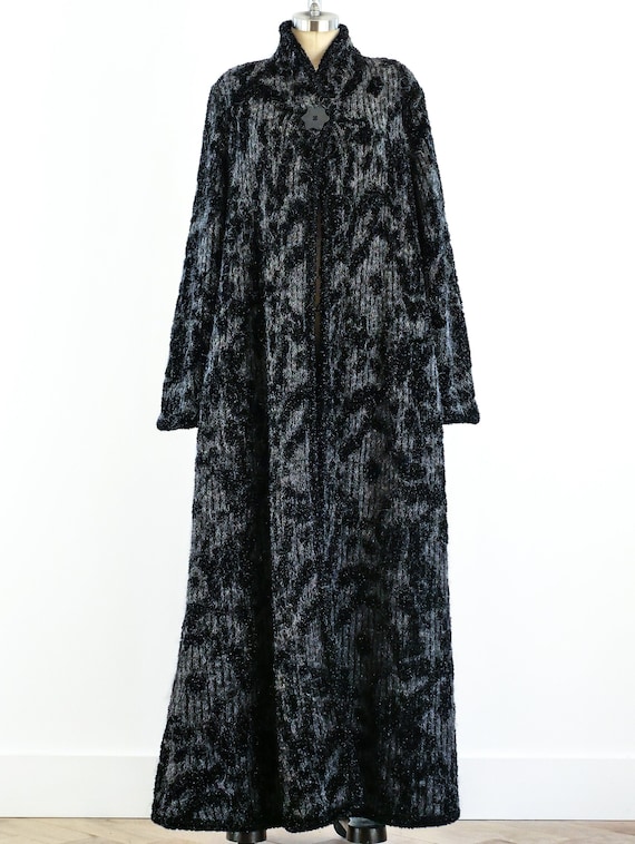 Vintage 1980s Missoni Black Lurex Knit Overcoat