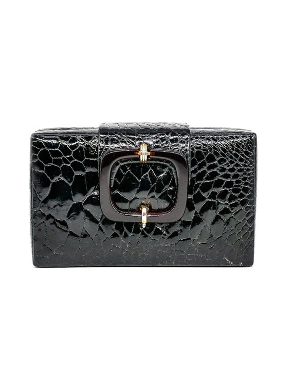 1960s Croc Embossed Box Clutch