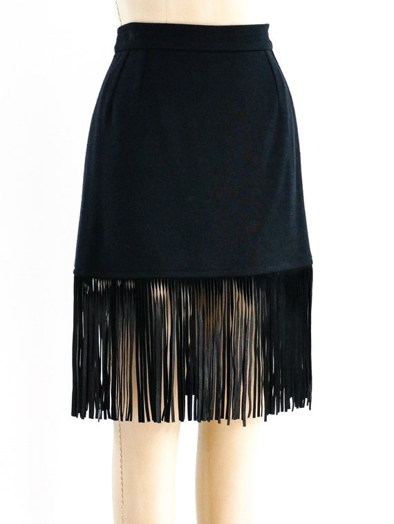 1990s Vintage Yves Saint Laurent Fringed Mini Skir