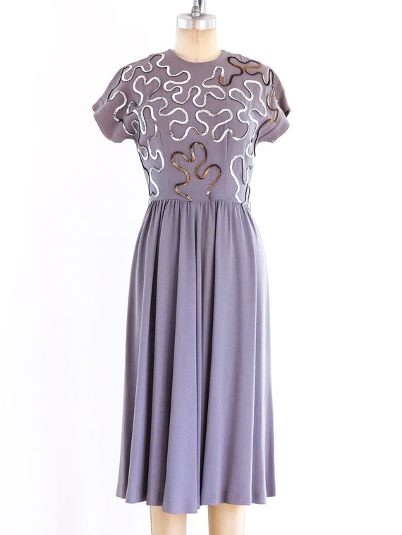 1940s Soutache Sequin Dress