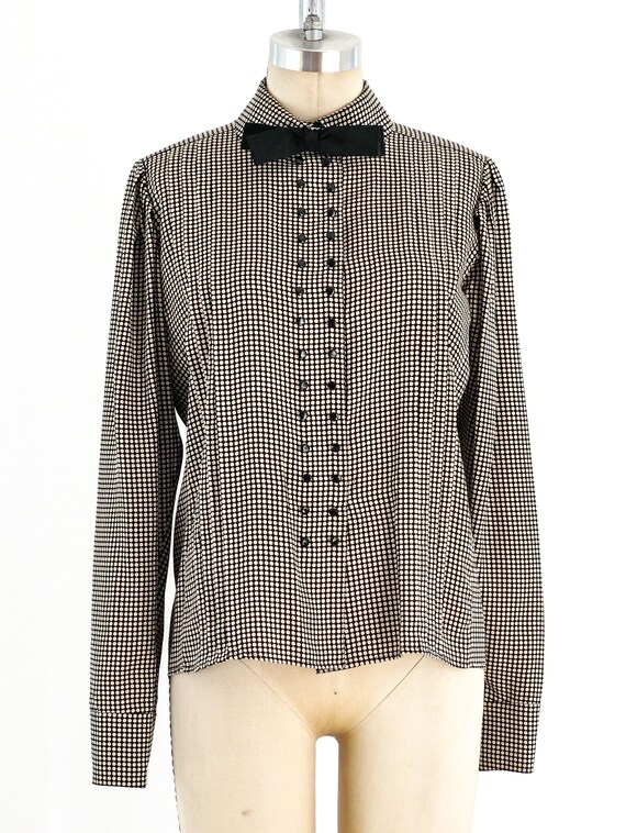1990s Vintage Ungaro Dot Print Silk Top