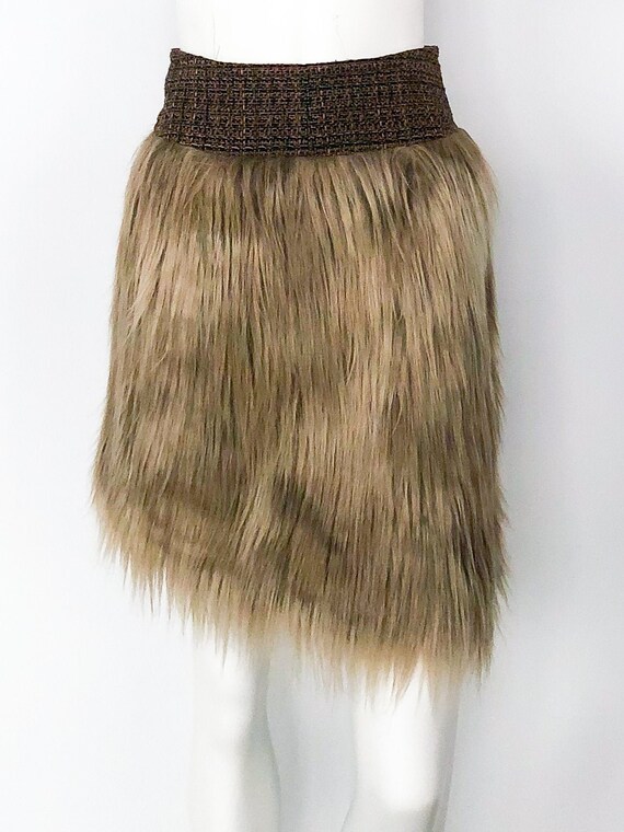 Chanel Faux Fur and Tweed Pencil Skirt