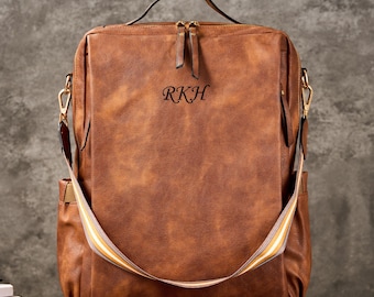 Personalized LEATHER WOMENS BACKPACK Rucksack Hand Bag Purse Shoulder Bag Satchel Bridesmaid Gift for Her Women Custom Christmas