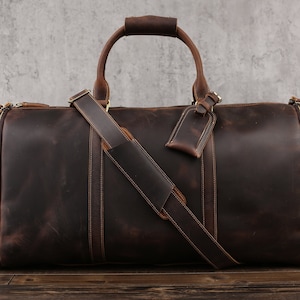Waterproof Mens Garment Bag for Travel Leather Duffel Bag Personalized Leather Garment Bag,Convertible Garment Bag with Shoes Compartmen
