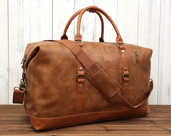 Monogram Vegan Leather Duffle Bag: Unisex Carry-On Weekender