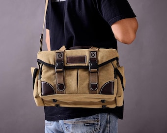Handmade Peraonalized Canvas Camera Bag Shoulder Bag Case - Compatible with Canon Camera, Nikon, Sony SLR/DSLR Mirrorless Cameras and Lenses
