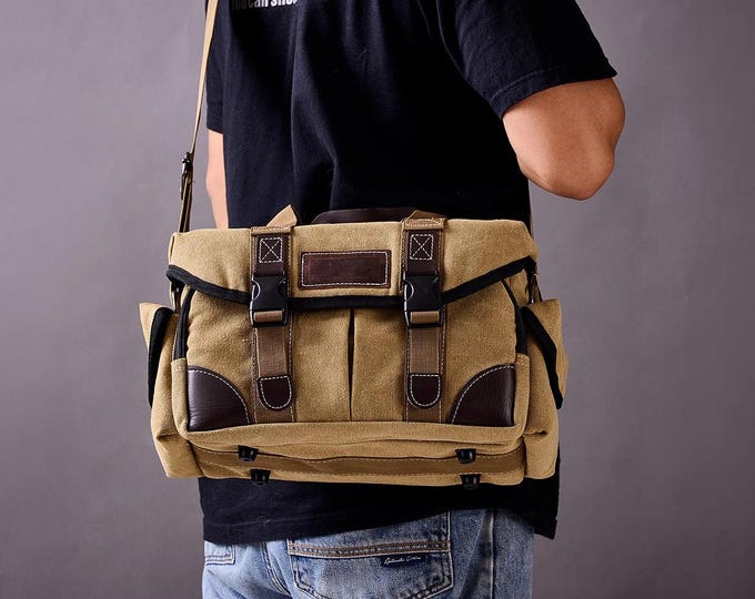 Handmade Peraonalized Canvas Camera Bag Shoulder Bag Case - Compatible with Canon Camera, Nikon, Sony SLR/DSLR Mirrorless Cameras and Lenses