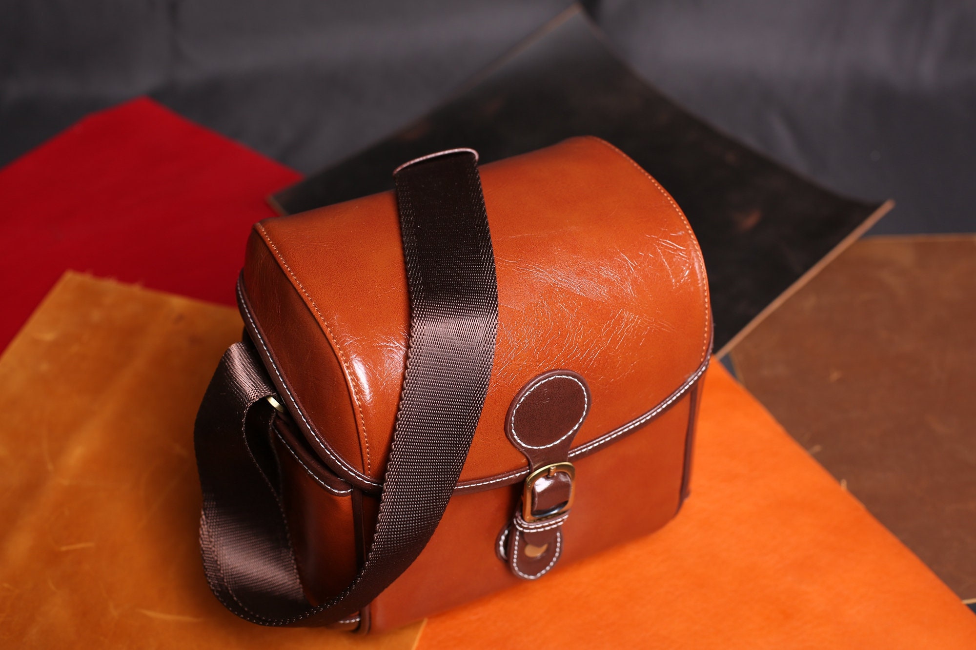 Leather Camera Bag DSLR SLR Bag Removable Padded Camera Etsy