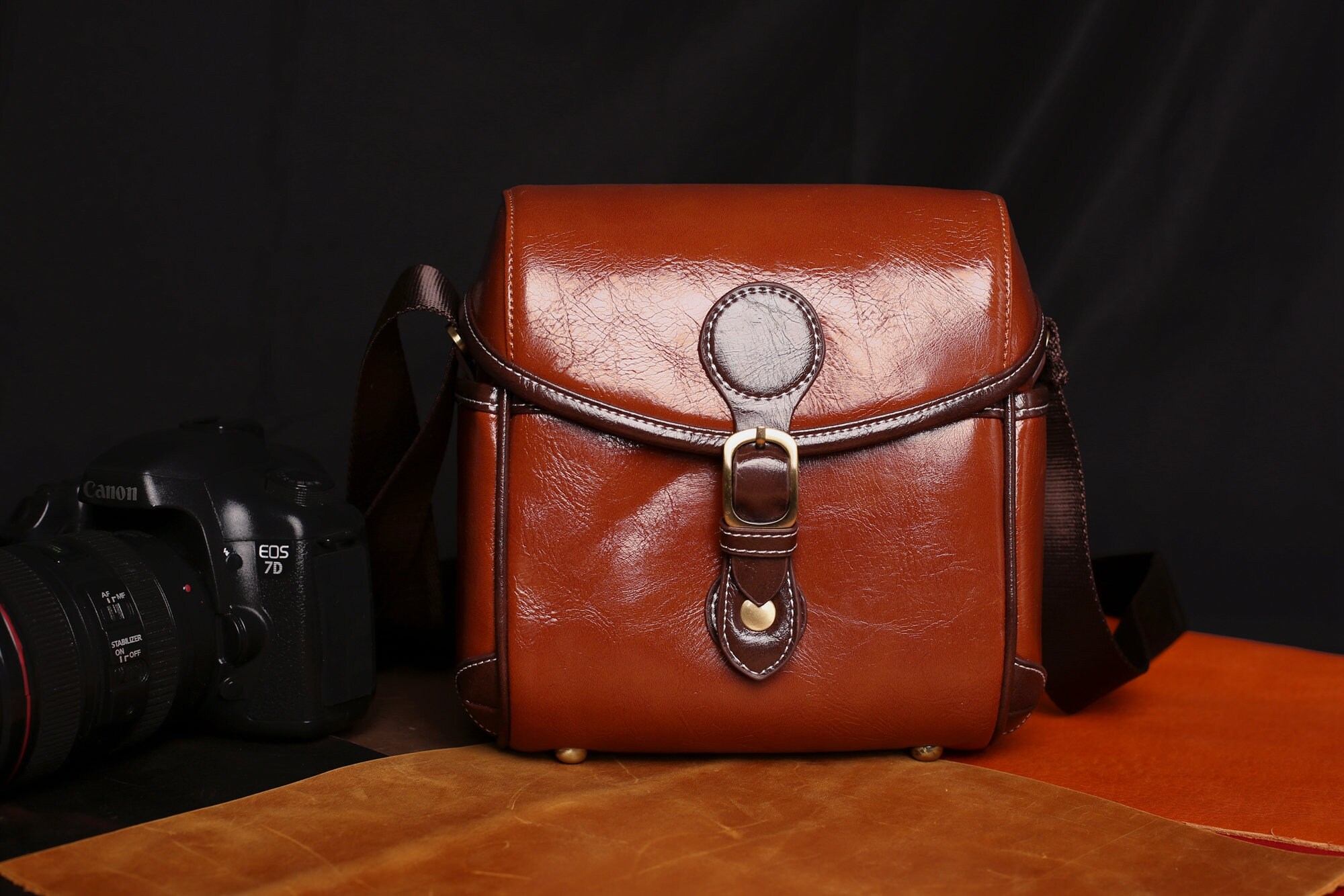 Leather Camera Bag DSLR SLR Bag Removable Padded Camera Etsy