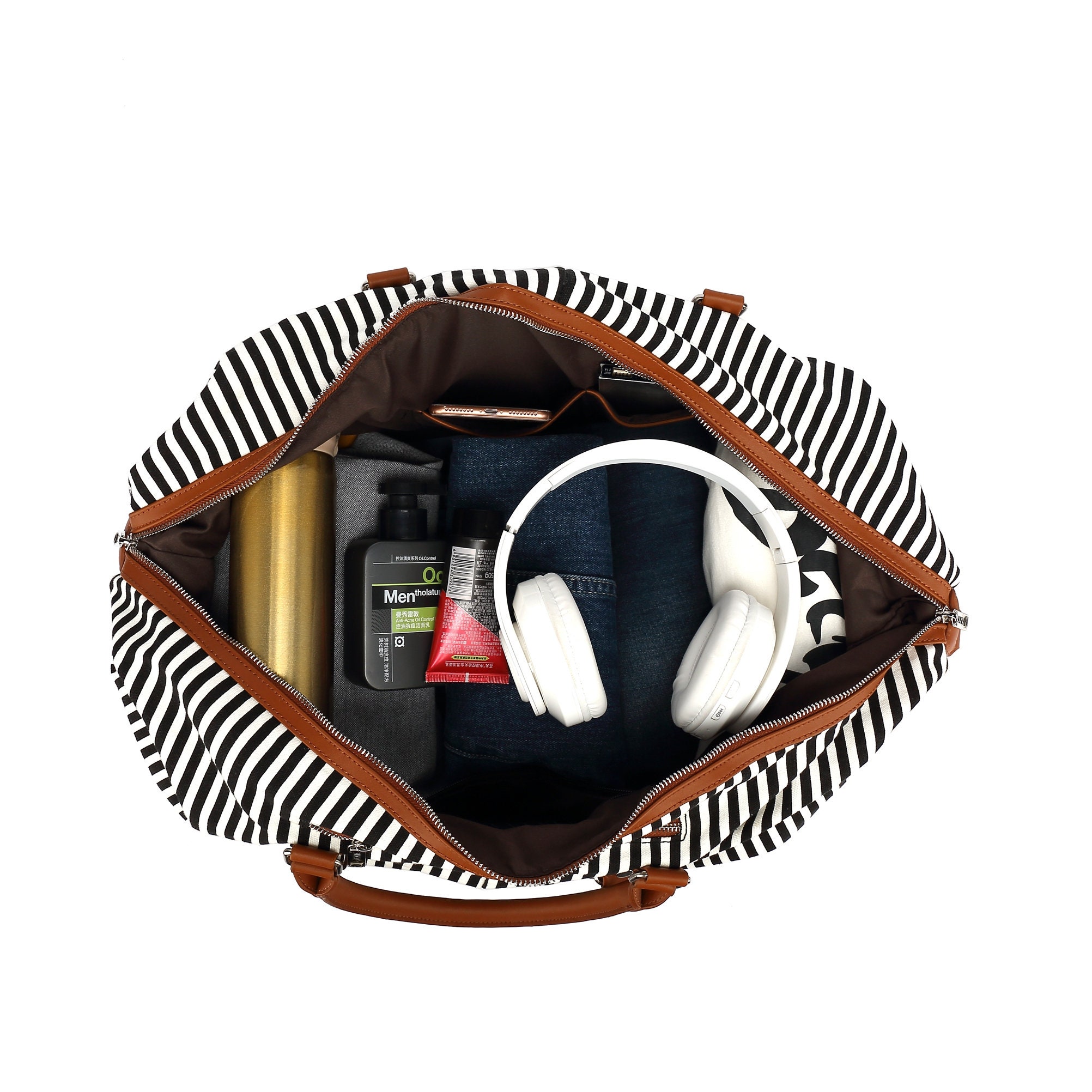 Women Travel Duffel Bag Personalized Canvas Leather Duffle Etsy