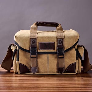 Canvas Camera Bag Shoulder Bag Case - Compatible with Canon Camera, Nikon, Sony SLR/DSLR Mirrorless Cameras and Lenses, Crossbody Camera Bag