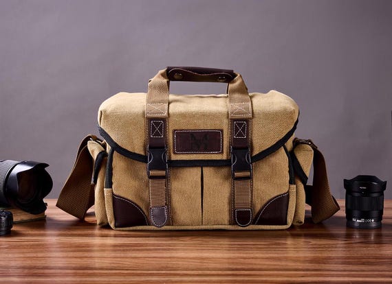 Canvas Camera Bag Shoulder Bag Case - Compatible with Canon Camera, Nikon, Sony SLR/DSLR Mirrorless Cameras and Lenses, Crossbody Camera Bag