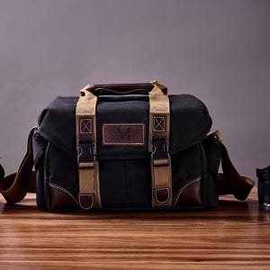 Benutzerdefinierte Canvas Kameratasche Schultertasche - Kompatibel mit Canon-Kamera, Henkel, Sony SLR / DSLR spiegellose Kameras und Objektive, Geschenk für Ihn