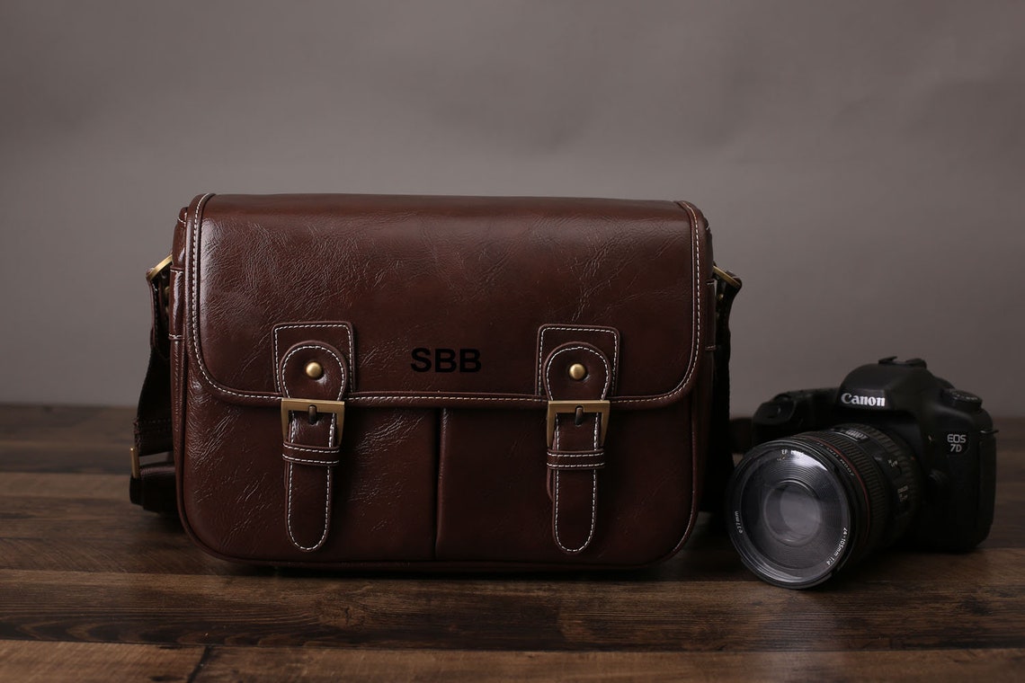 Personalized Medium Leather DSLR Camera Bag Women Men Camera Etsy