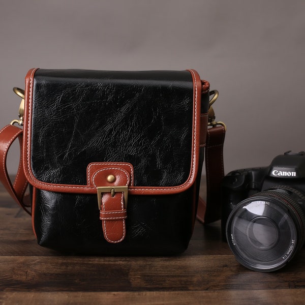 Personalized Leather Camera Bag, Camera Prop, DSLR camera bag, SLR Camera Bag, Single Shoulder Bag, Satchel Bag, Gift For Her, Gift For Him