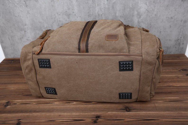 Reisplunjezak, waterdichte canvas lederen weekendtas, handbagage weekendtas met schoenencompartiment voor heren dames gepersonaliseerd afbeelding 9