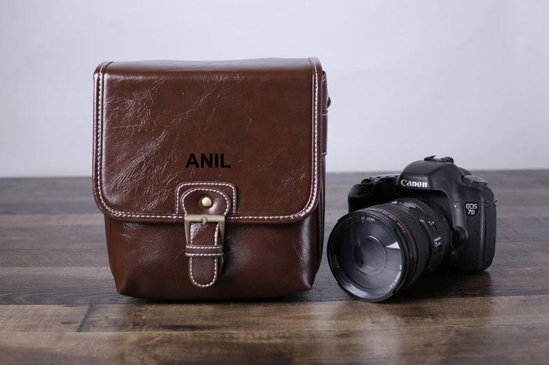 Personalized PU Leather Camera Bag DSLR Camera Bag SLR Bag Digital Camera Bag, Travel Bag, Mirrorless Camera Bag, Gift For Dad, Gift For buying Him