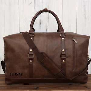 Handmade Men’s Vegan Leather Duffle Bag Travel Bag Unisex Weekender Bag Leather Duffle Travel Bag Groomsman Gift Gifts for Him