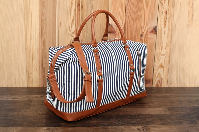 Personalized Canvas Leather Duffle Bag Women Travel Duffel Etsy