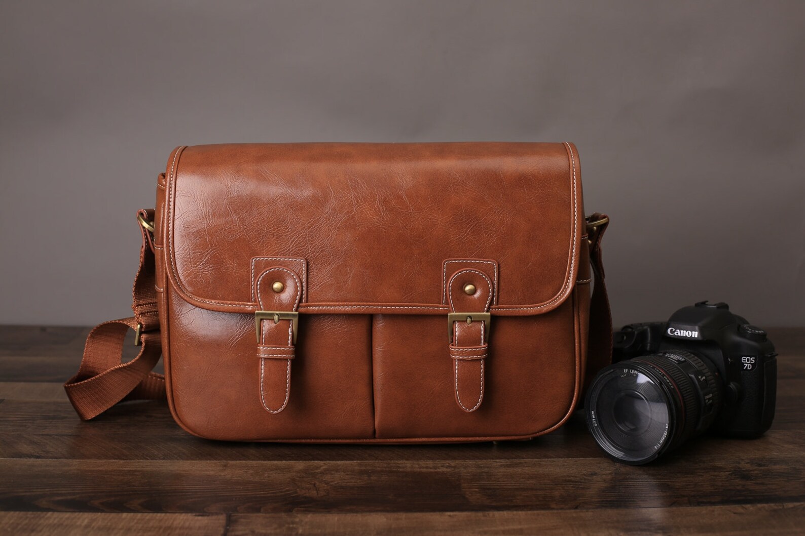Personalized Large PU Leather DSLR Camera Bag Lens Case Etsy