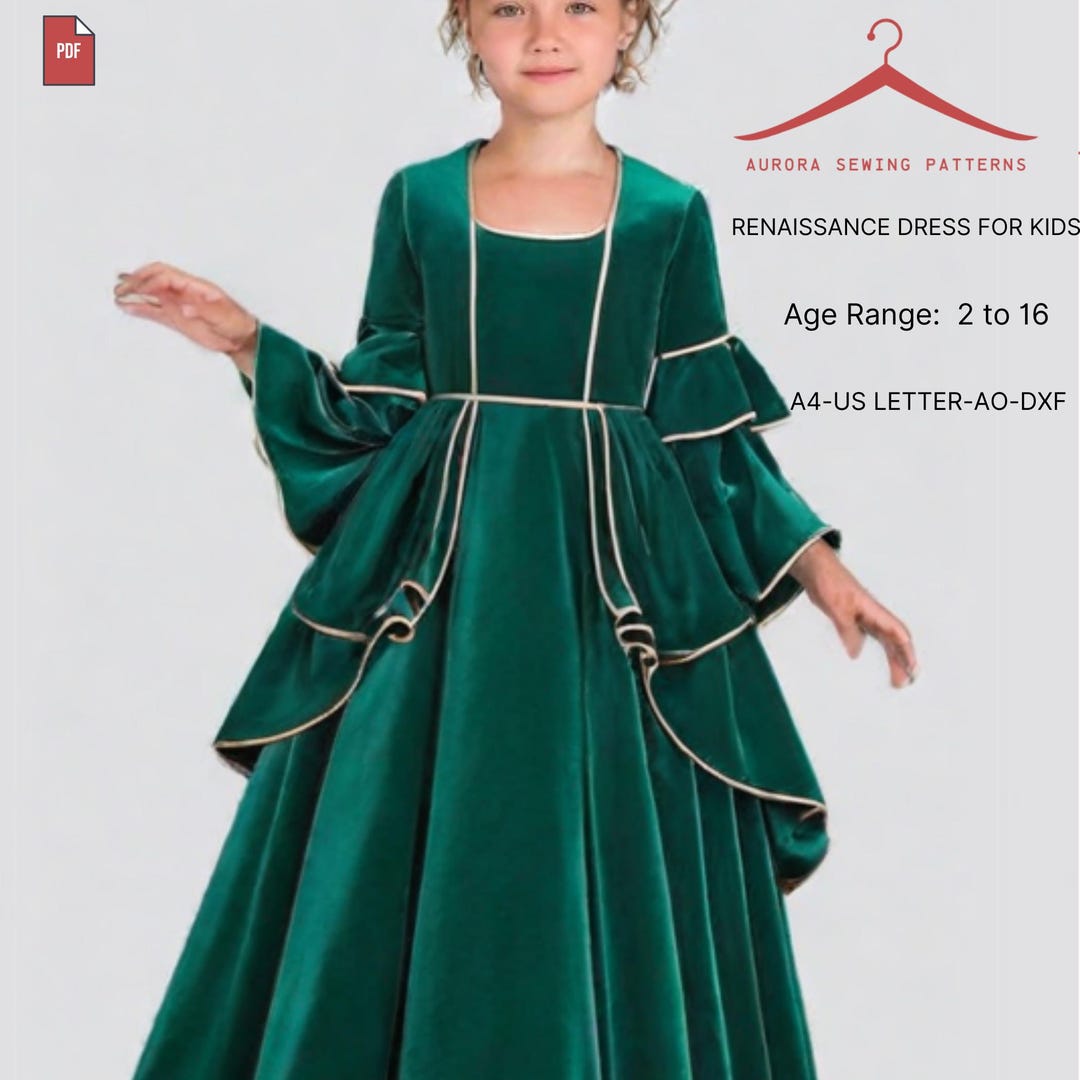 Costume Sewing Pattern for Kids-renaissance Dress for Kids Sewing ...