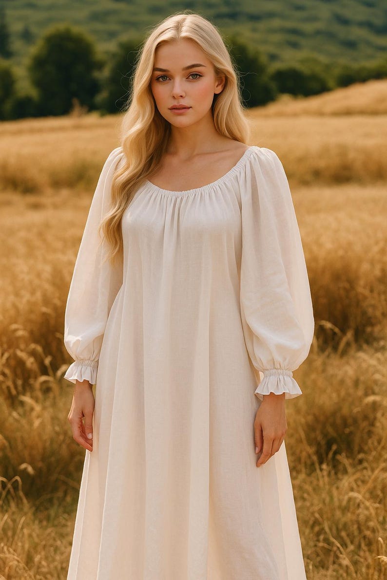 Padrão de costura de camisa medieval | Vestido interior renascentista | Vestido camponês cottagecore | Vestido histórico de manga comprida | XS a 4XL imagem 2