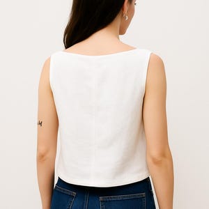Boat Neck Blouse Sewing Pattern | Sleeveless Linen Top | Minimalist Summer Blouse | Elegant Tank Top Pattern | Easy PDF Sewing Pattern image 3