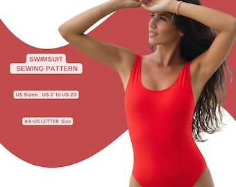 Swimsuit Sewing Pattern | One Piece Bathing Suit | Classic Scoop Neck Swimsuit | Women’s Swimwear PDF Pattern | DIY Beachwear Sewing