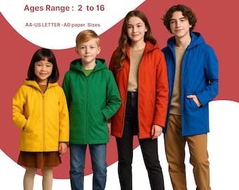 Unisex Coat Sewing Pattern | Kids Hooded Jacket PDF | Winter Coat Pattern for Boys and Girls | Warm Outerwear Sewing | DIY Children’s Coat