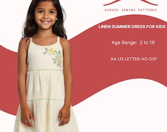 Linen Summer Dress Sewing Pattern for Kids (A4/US Letter/A0)