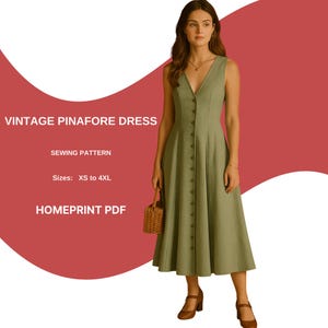 Perfect Fit Summer Button Down Dress Sewing Pattern | A-Line Midi, Button Front (PDF Pattern XS-4XL)