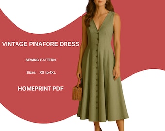 Perfect Fit Summer Button Down Dress Sewing Pattern | A-Line Midi, Button Front (PDF Pattern XS-4XL)