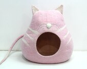 Felted Handmade Cat Cave-Cat Lover Gift-Wool Cat Bed-Felted Wool Furniture-Felted Cat House-Modern Pet Bedding from Nepal-Ready to Ship.
