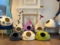 Handmade Colorful Dot Tail Cat Cave – Wool Felt Pet House, Cozy Hideout for Cats, Made in Nepal. product logo