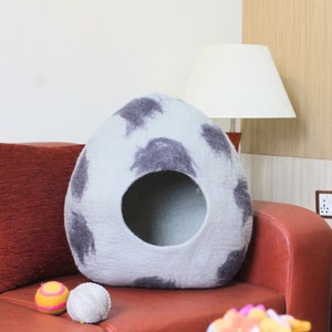 Cueva de fieltro para gatos - Cama cueva para gatos - Natural, no alérgica - No tóxica - Ecológica - Hecha a mano por expertos - Regalo para mascotas