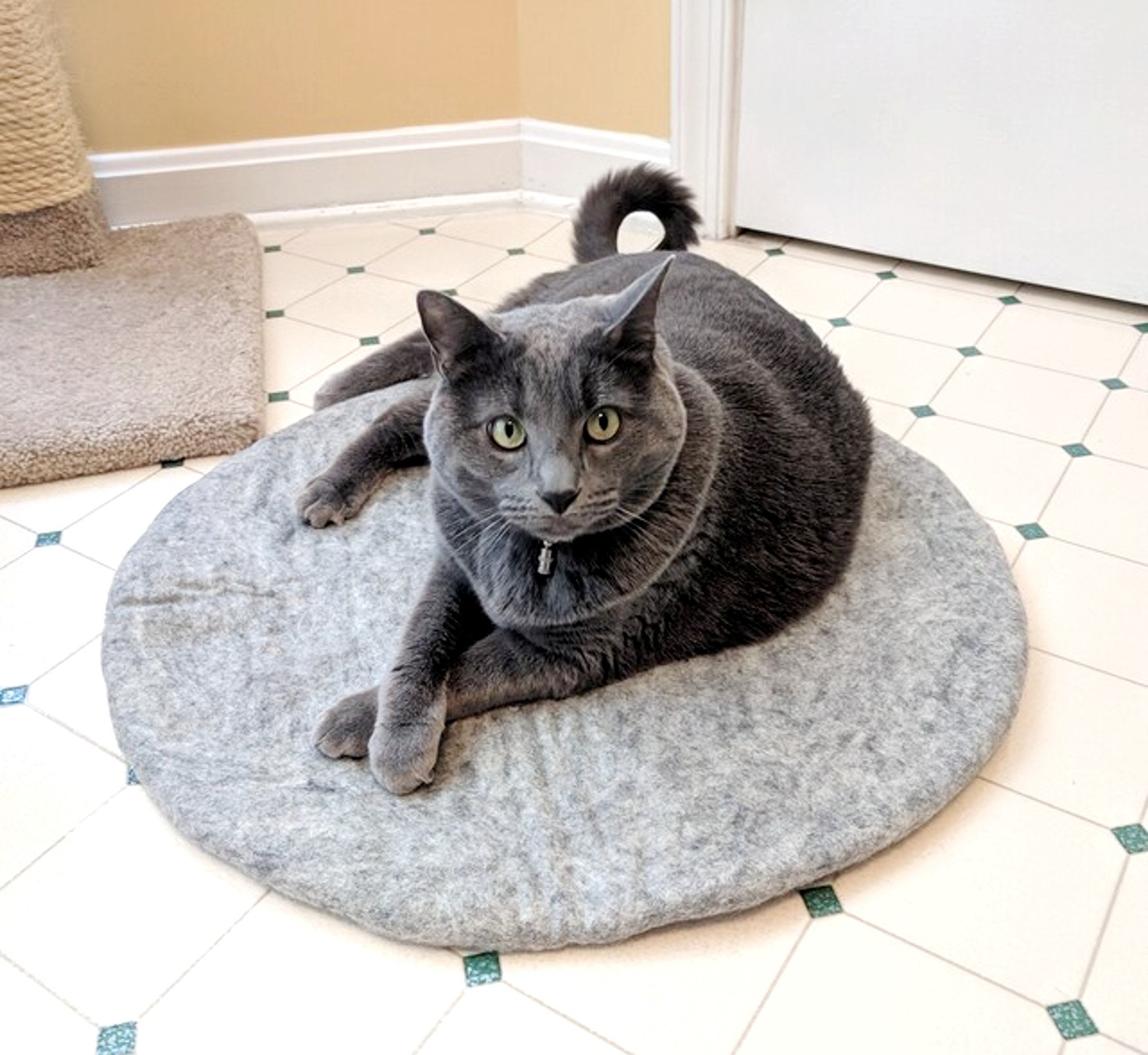 手刺繍 ラウンドウールラグ フェルトラグ 100cm 手刺繍 ラウンドウールラグ フェルトラグ 100cm