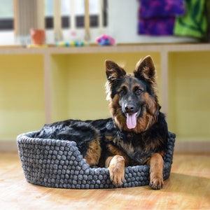 Dark Gray Felt Dog Basket - Felt House For Large Puppy - Premium Wool Bed - Pet  Friendly Couch
