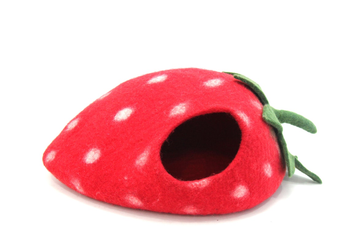 FeltnPet Cozy Cat CaveStrawberry Cat BedFelted Cat Etsy
