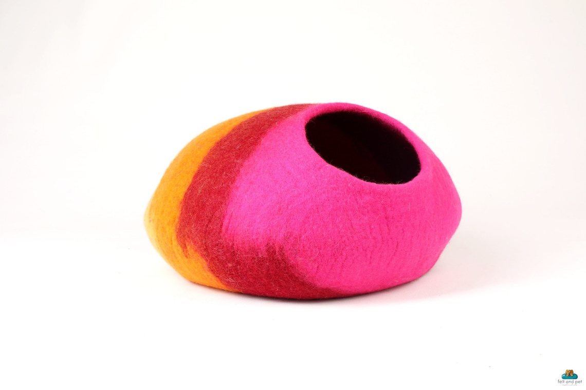 Rainbow Felted Cat House Wool Cat Bed Cozy Cat Cave Cat Etsy