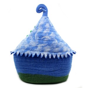 felt large blue cat cave, cat sleeping cave, cozy cave for cats,  the cat cave