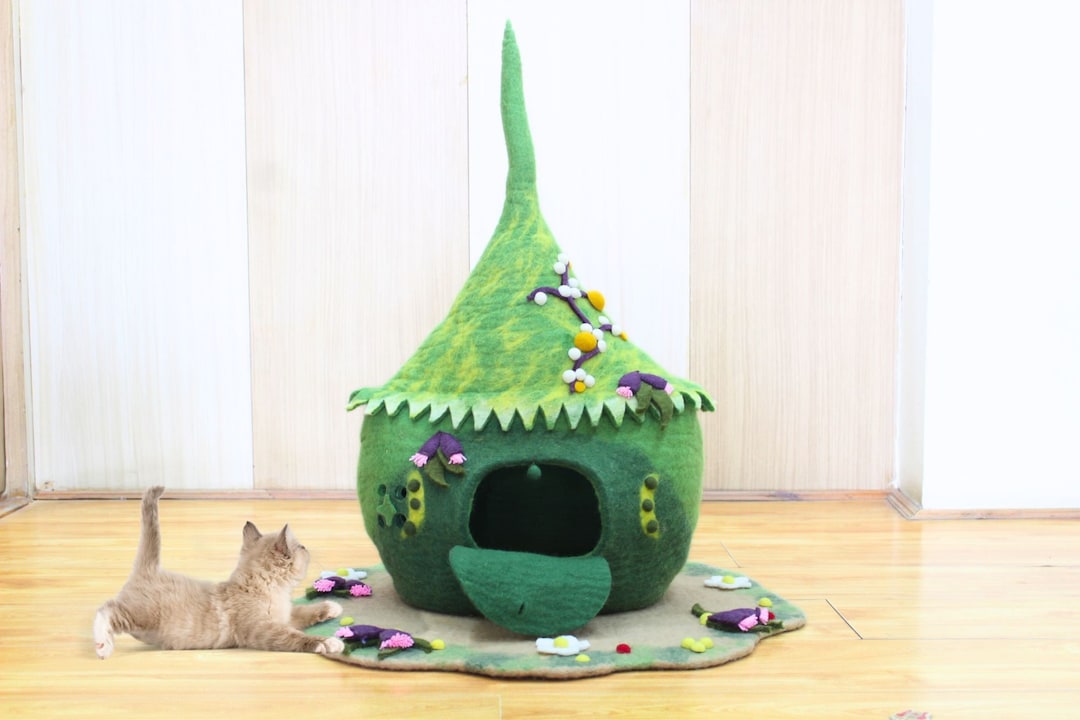 Luxurious Design Cat Cave With Mat Green Cave With Berries Design and