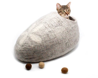 Cueva para gatos de fieltro con forma de zapatos - Cama grande para gatos - Ropa de cama moderna para mascotas - Casa de lana para mascotas - Regalos, envío gratuito
