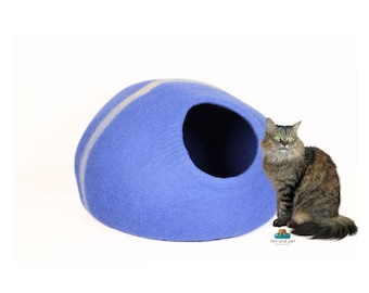 Felt Cat Cave - Wool Felted Pet Bed- Warm & Cozy Kitty House- Handmade Cozy Snuggle Place  For Your Pet