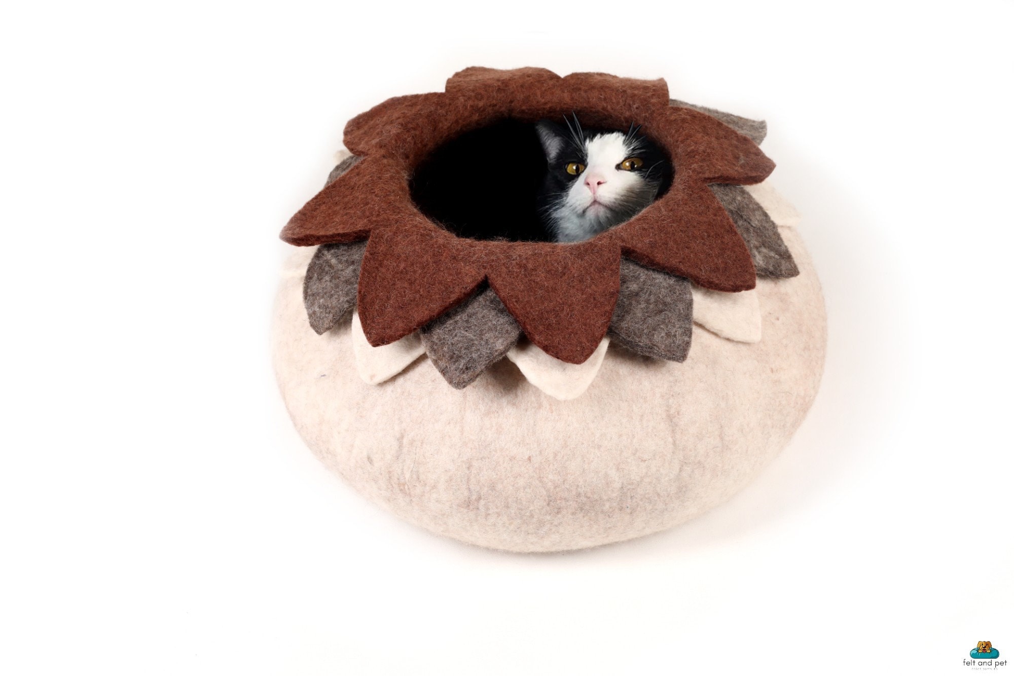 Felt Cat Cave- Wool House - Cozy Pet Lover Gift Soft & Durable Cave From Nepal